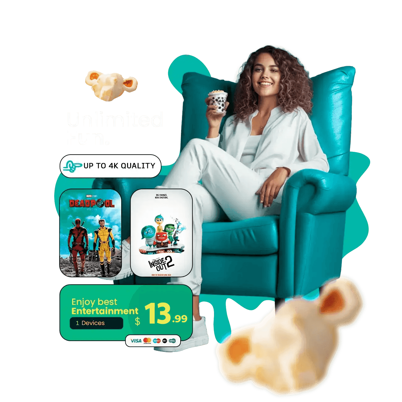 GreatestIPTV entertainment offer with movies, family content, and 4K streaming
